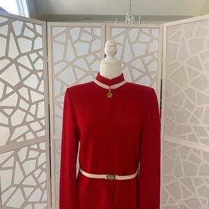 St. John Collection Bold Red Knit sweater Jacket